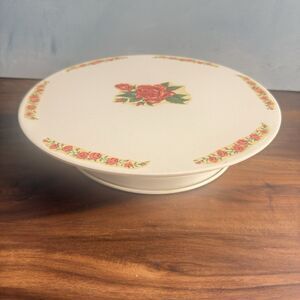 Vintage 1950s WORKING Swiss Musical Happy Birthday Cake Plate Rotating Pedestal